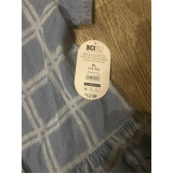 Wonder Nation XL Girls Dress Blue White Stripes Pockets New - Picture 2 of 6